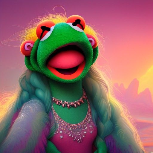 Muppet Goddess of Color: Detailed Fantasy Portrait