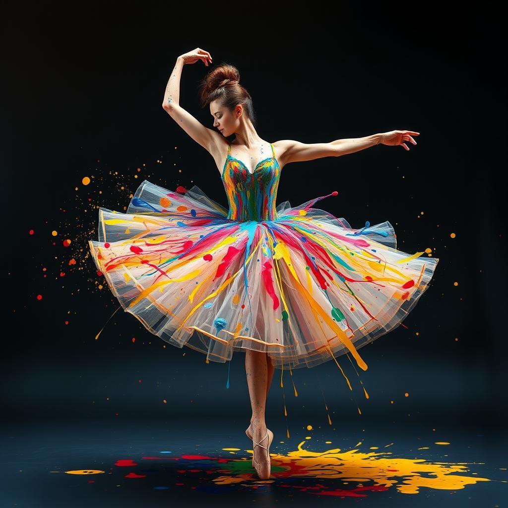 Expressive Ballerina in Motion: A Colorful Explosion