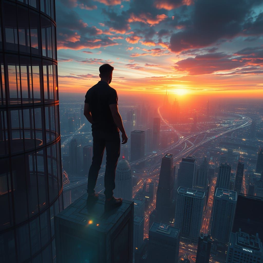 Sunset Cityscape: Fantastical Matte Painting