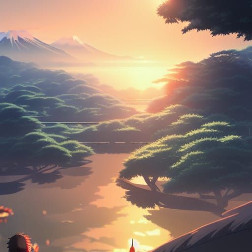 Japanese Empire in Studio Ghibli Anime Style