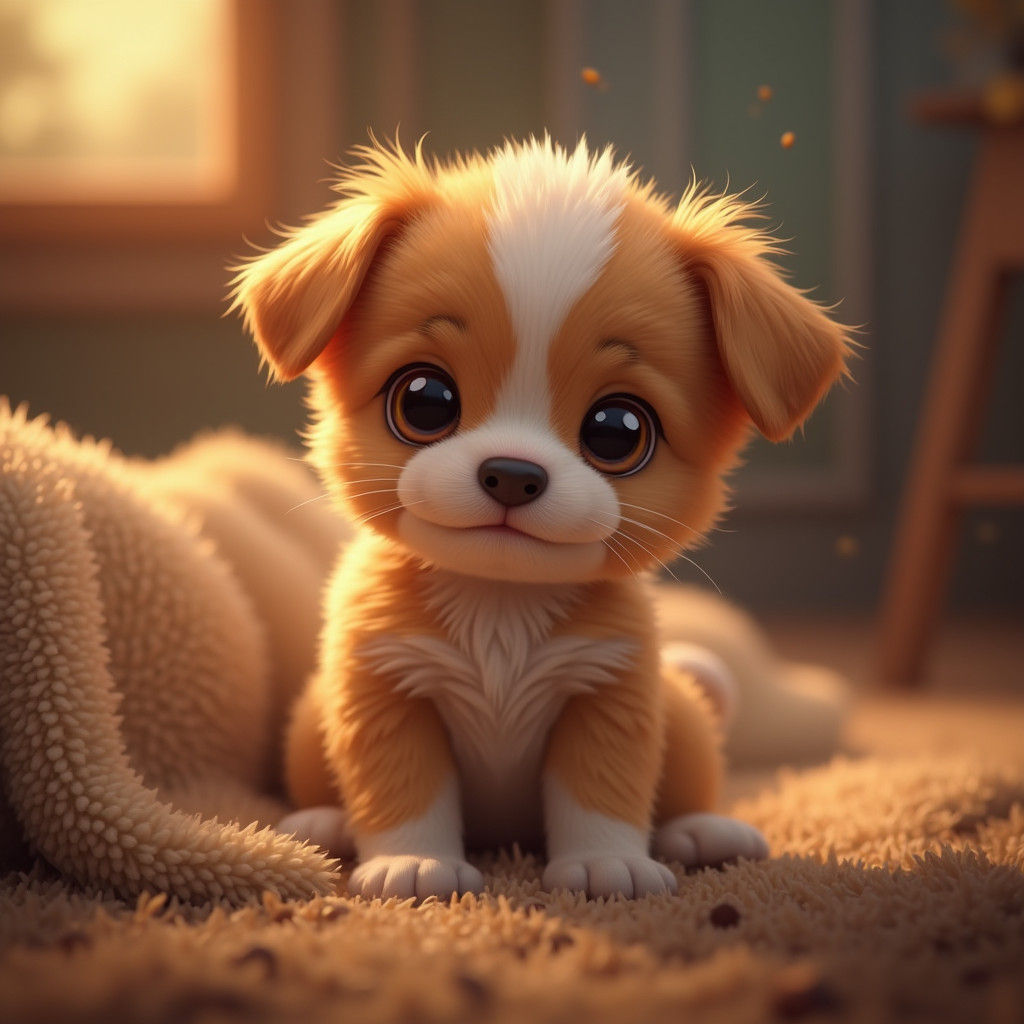 Adorable Puppy Portrait in Cozy Setting