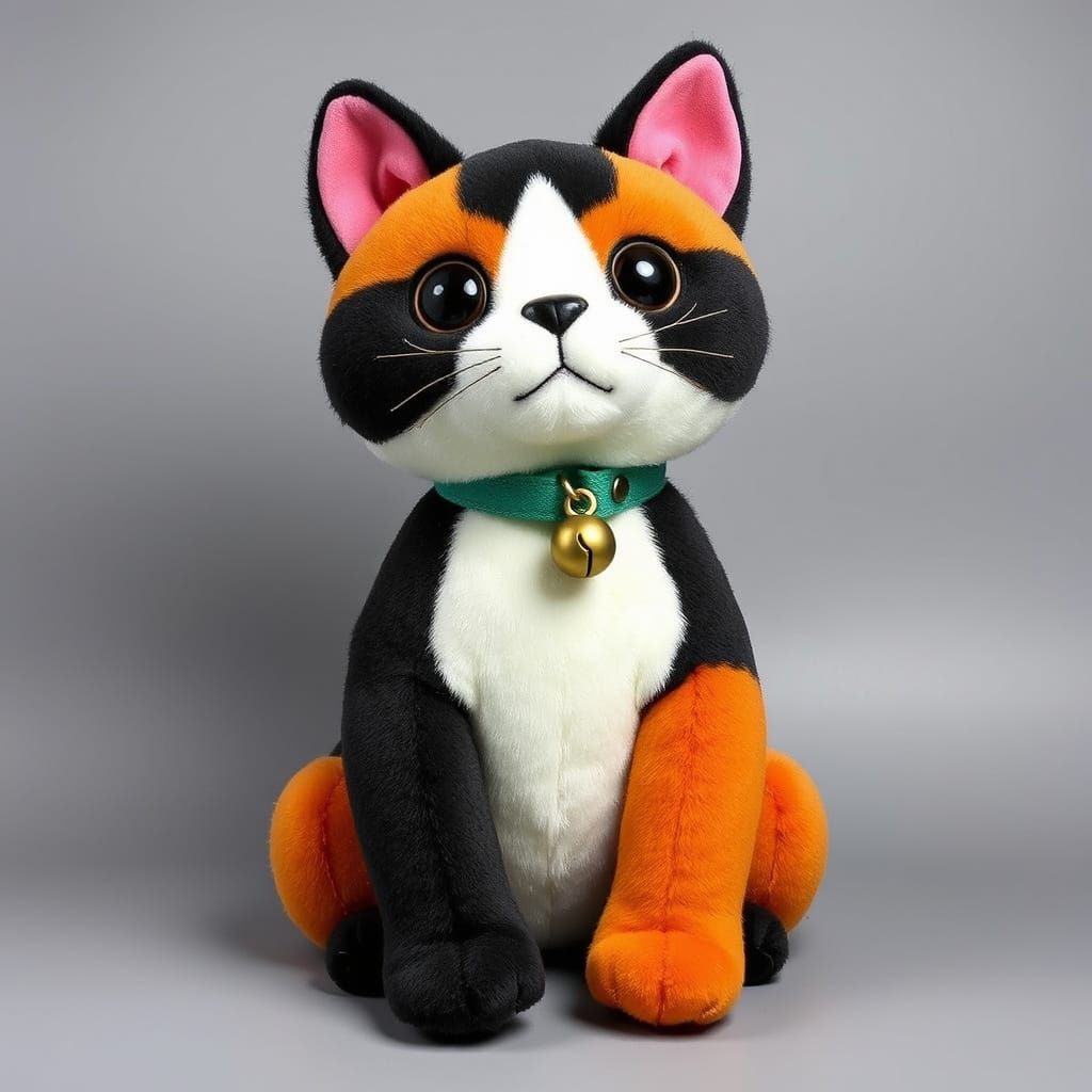 Plush Cat Toy in Playful Digital Art Style