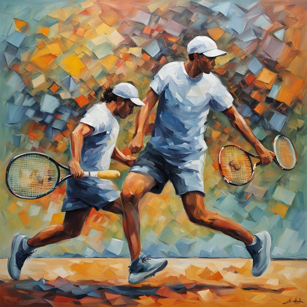 Impressionist Tennis Players in Pastel Hues