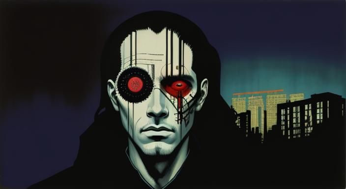 Disturbing Analog Horror Landscape with Demonic Figure