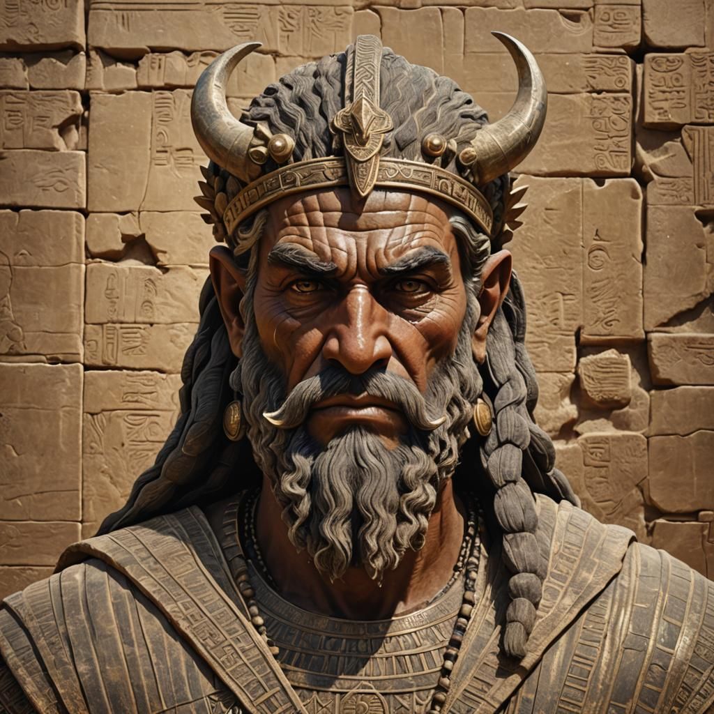 Regal Divine Portrait in Ancient Babylonian Style