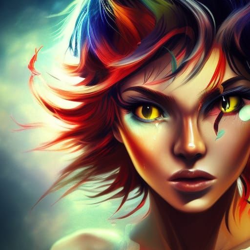 Hyperrealistic Crying Portrait in Splash Art Style