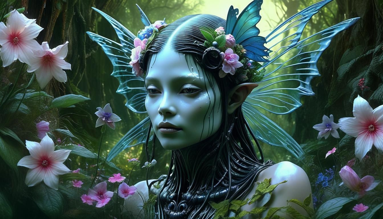 Fairy in Lush Forest with Resin Ring