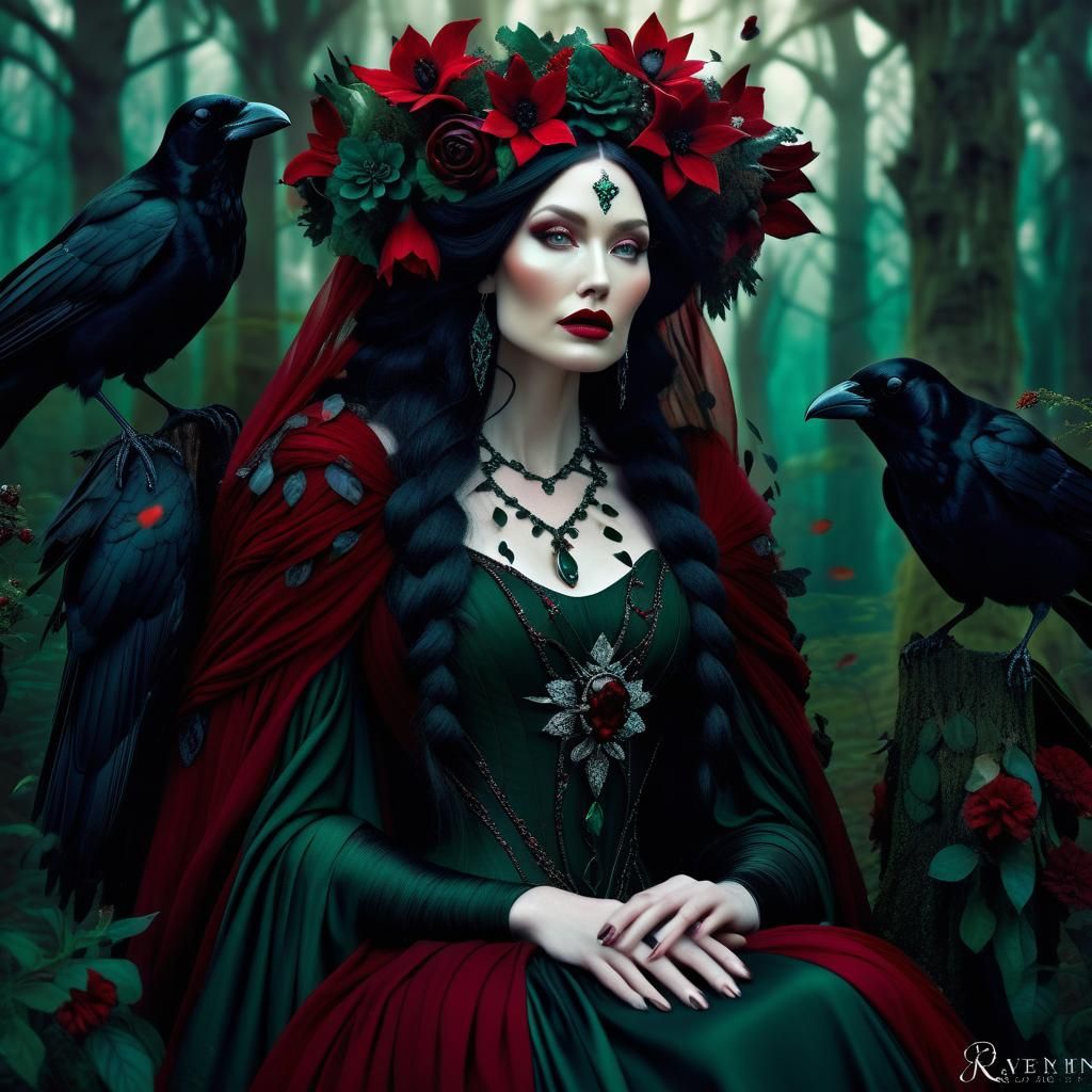 Pagan Fairy Queen in Dark Fantasy Forest
