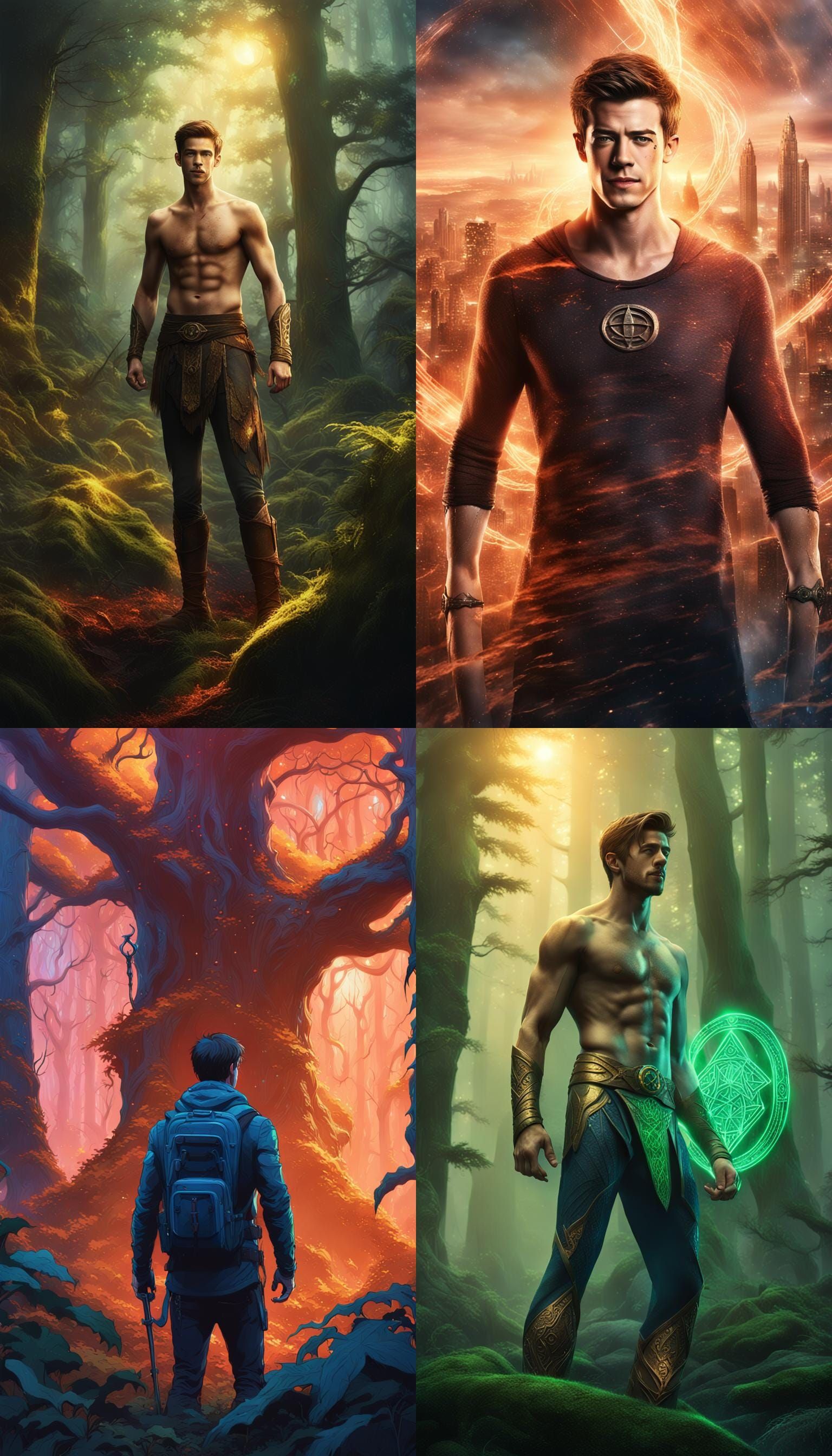 Shirtless Man: Detailed Fantasy Matte Painting