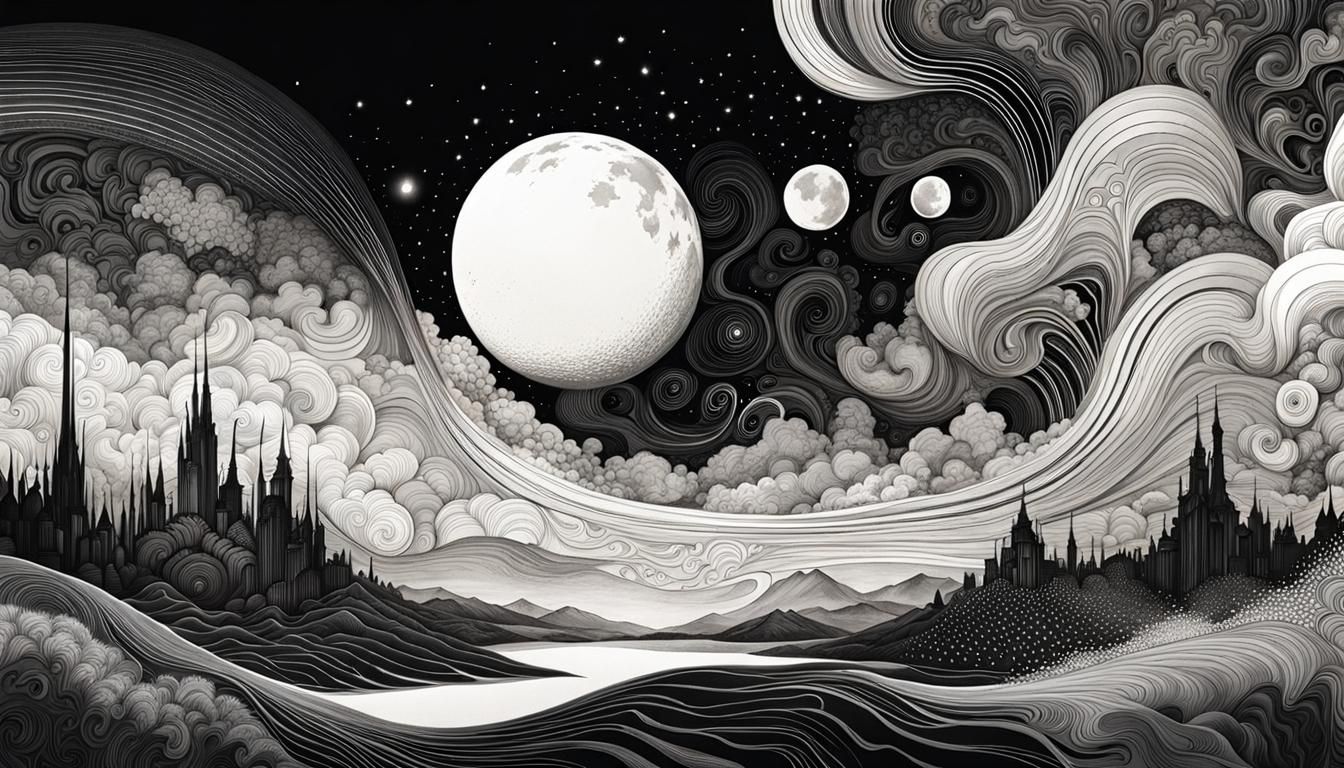 Black and White Ink Landscapes