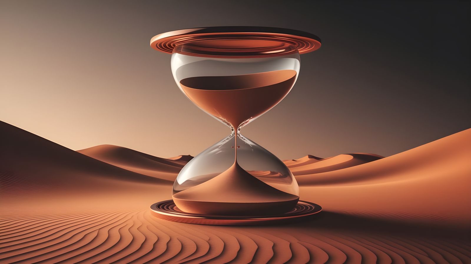 Surreal Hourglass: Sands of Time in Amber Light