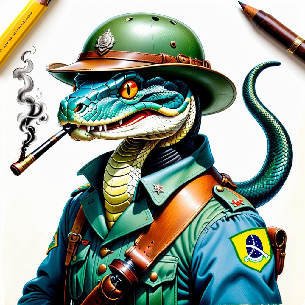 Brazilian Snake as Disney Cartoon Soldier