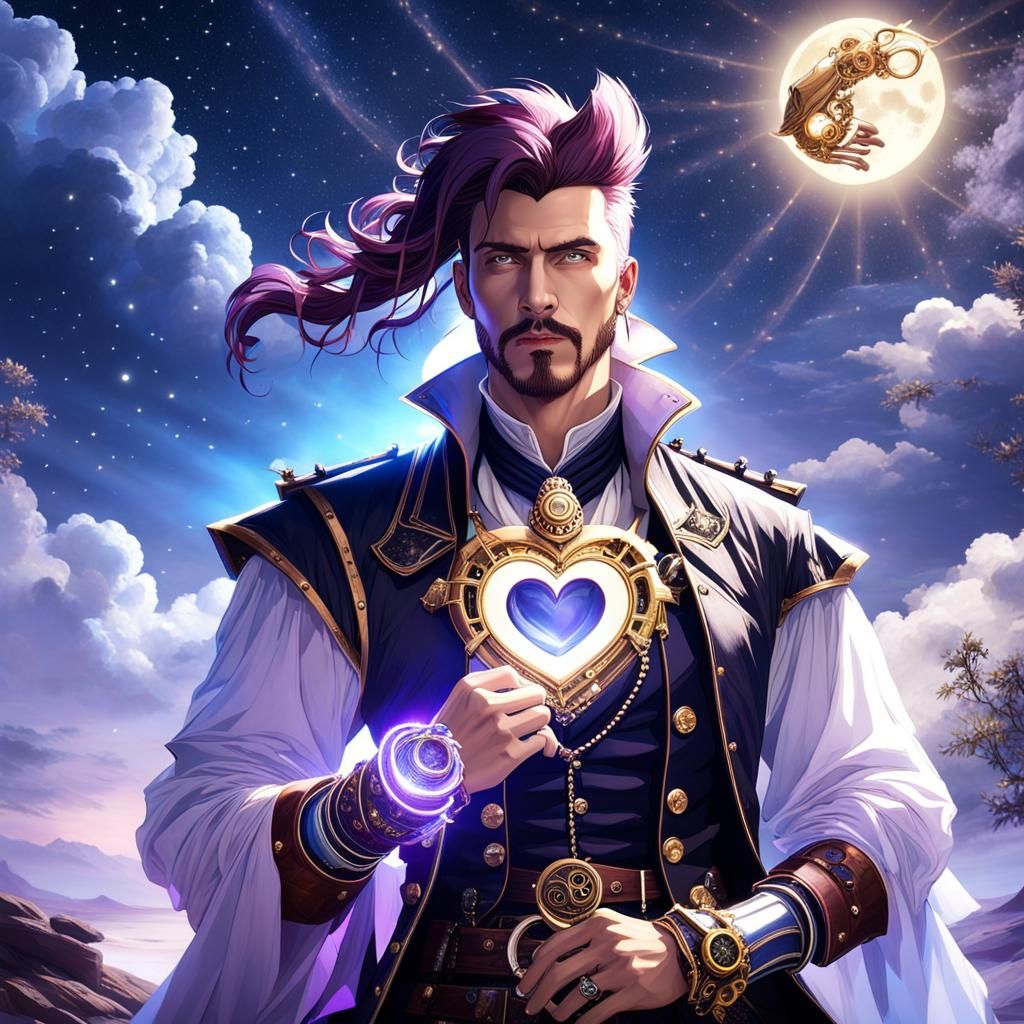 Steampunk Pirate Under Starry Night Sky