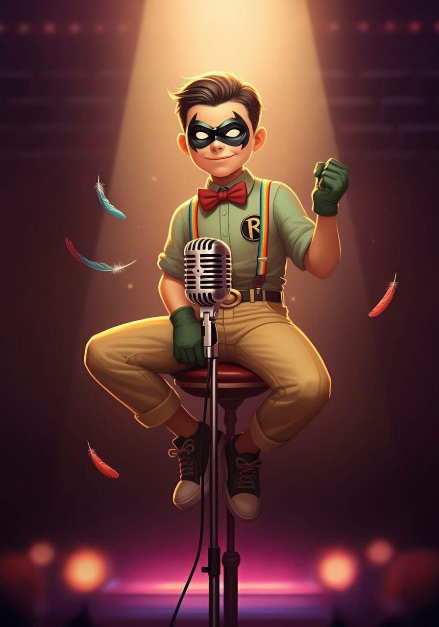 Robin as Stand-Up Comic in 80s Club