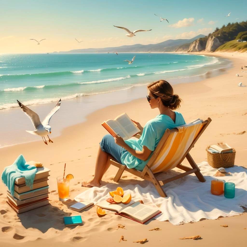 Serenene Beach Scene in Soft Pastel Colors