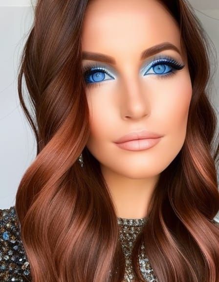 Portrait of a Woman with Blue Eyes and Auburn Hair