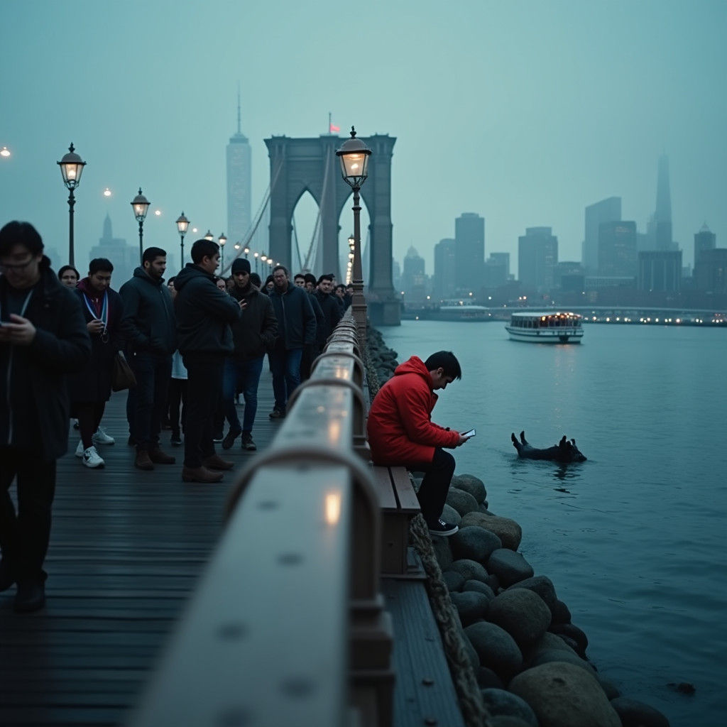 Brooklyn Bridge Tragedy: Cinematic Film Still