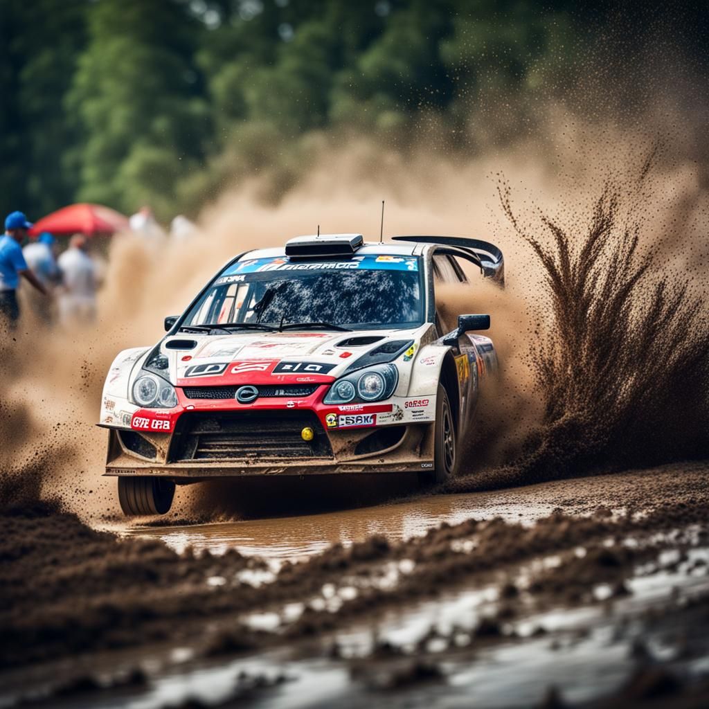 Rally Car Drifting Through Mud, Cinematic HDR