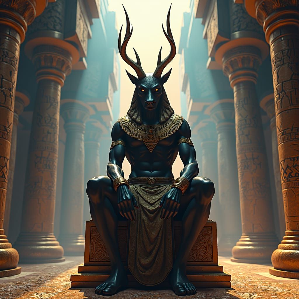 Anubis in Ancient Temple: Matte Painting