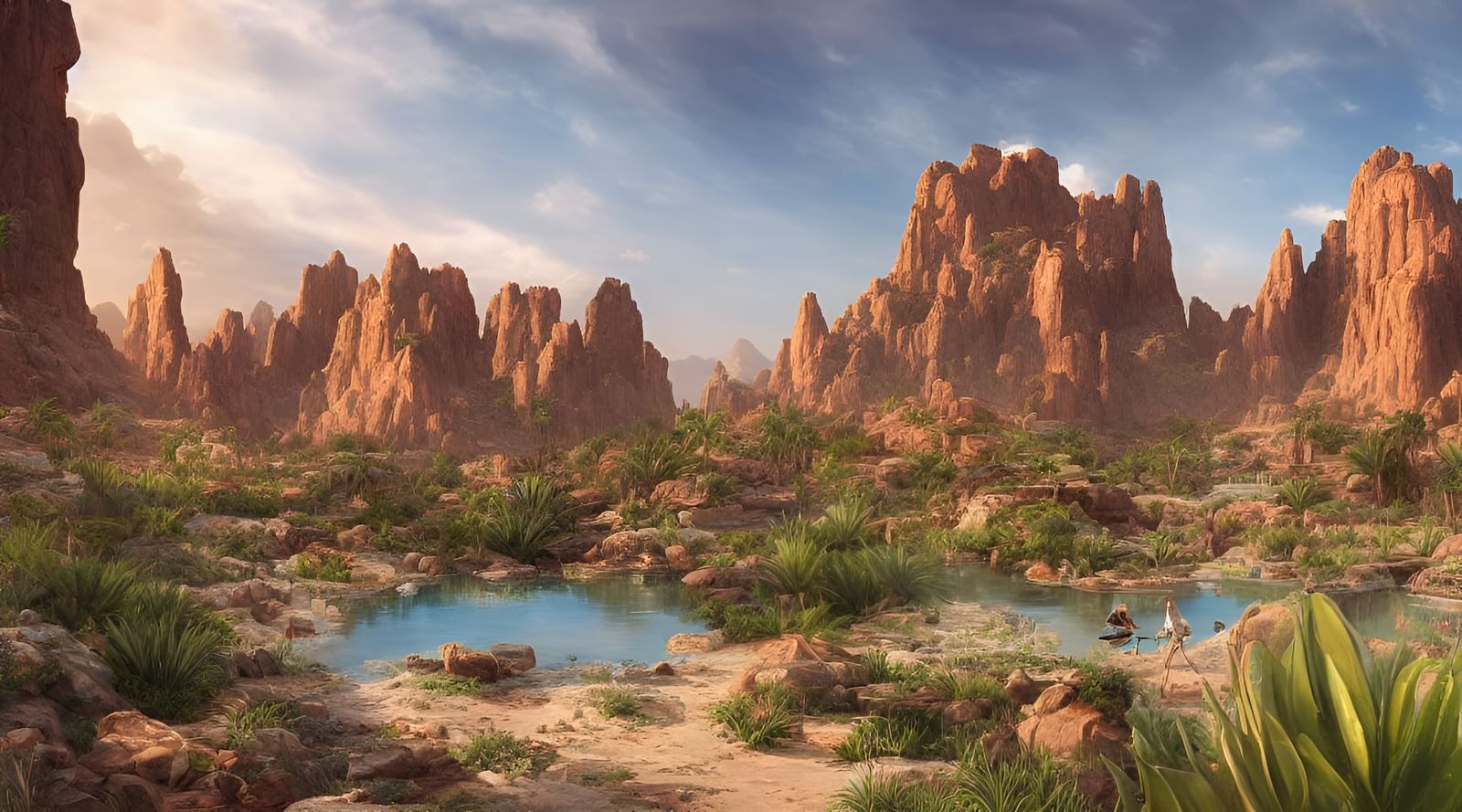 Lush Desert Oasis by Peter Kamp, 8K Concept Art