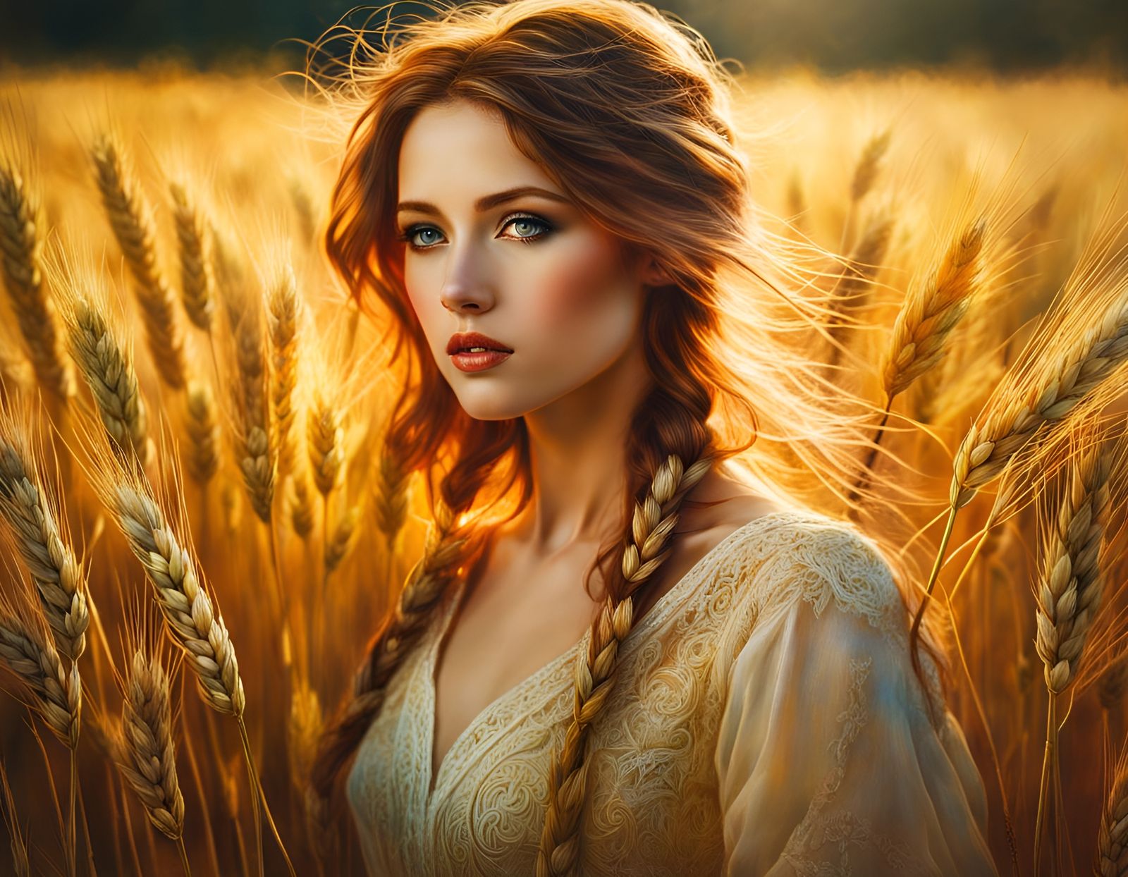 Golden Wheat Field Bathed in Heavenly Sunshine