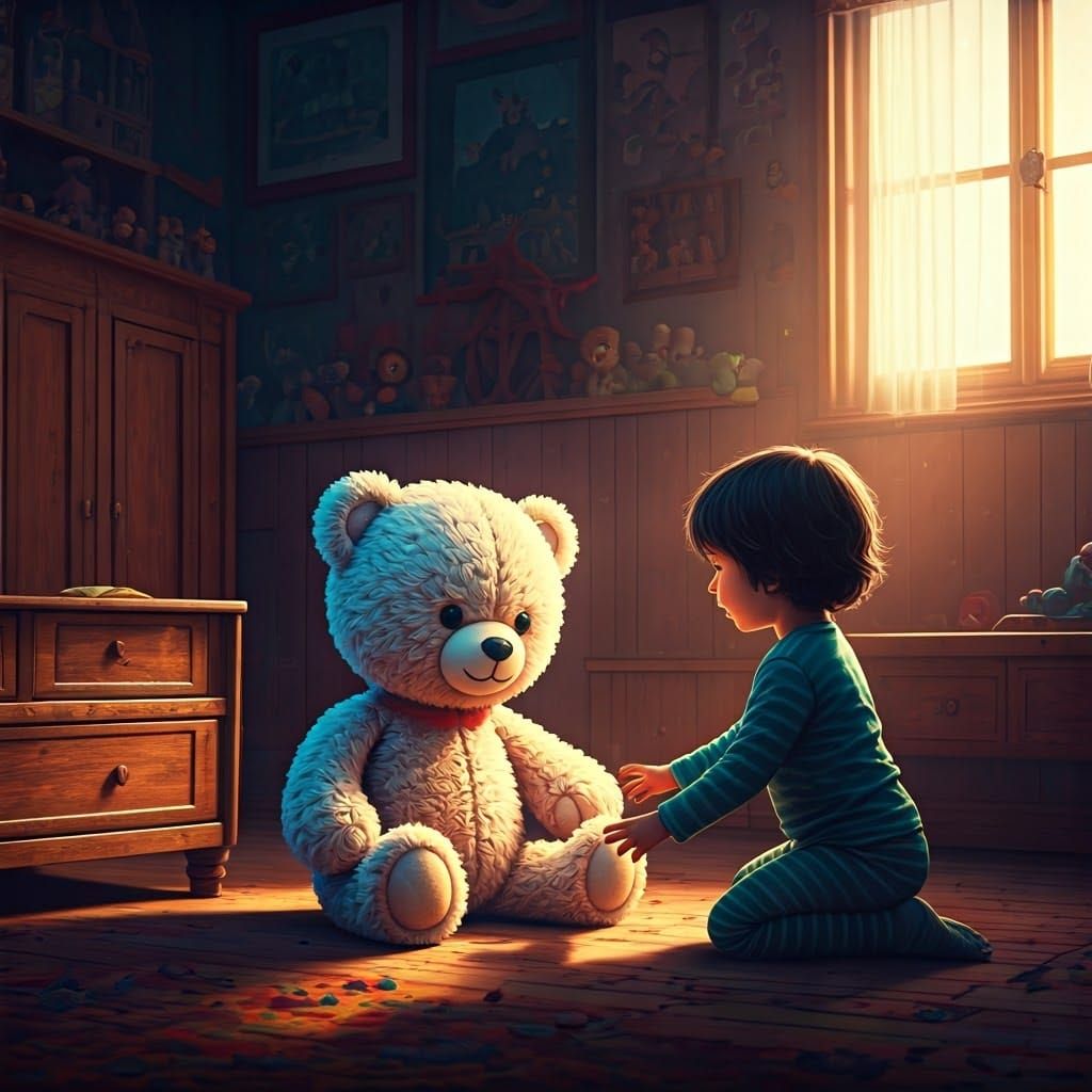 Enchanted Child's Room with Playful Teddy Bear