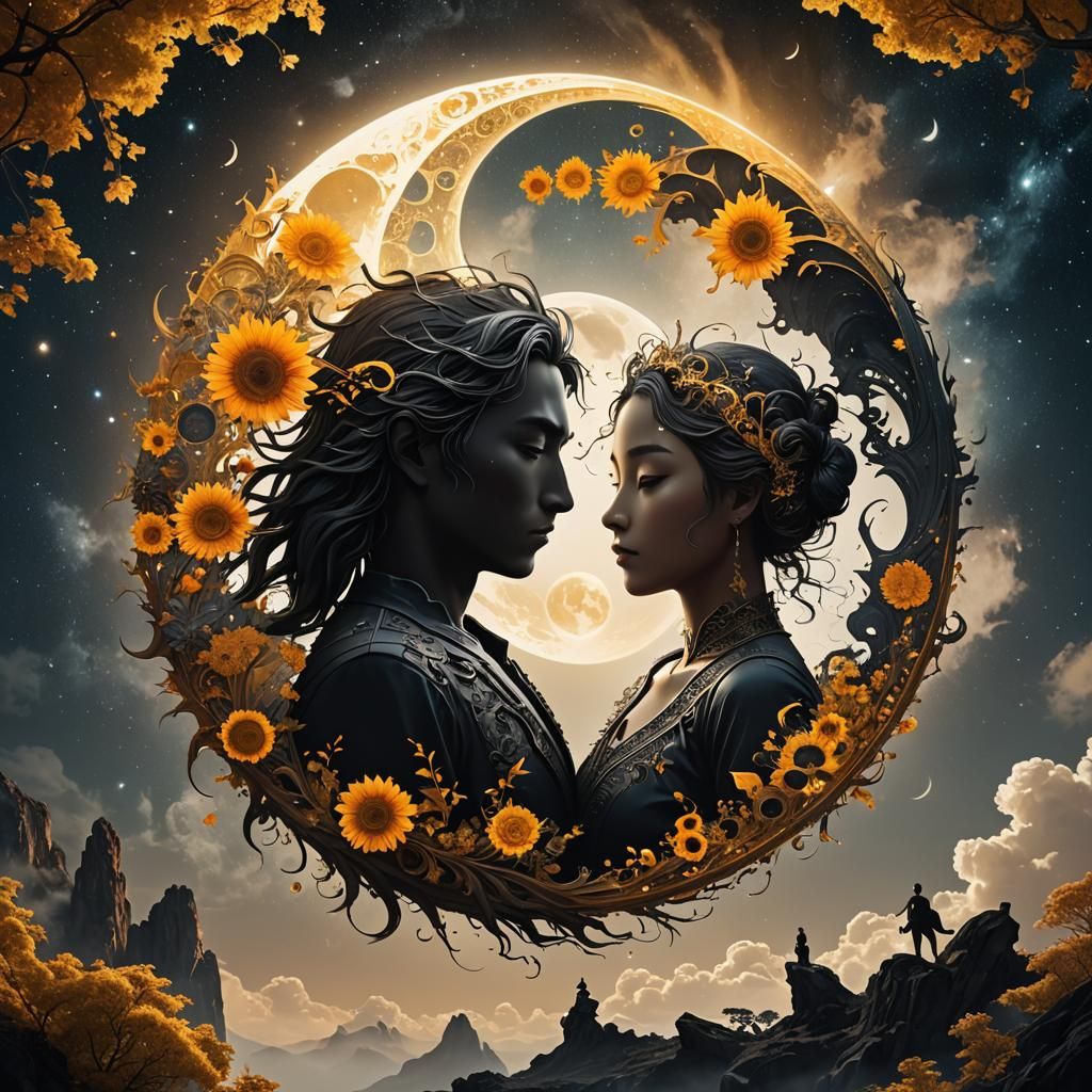 Yin and Yang Solar Eclipse Fantasy Art
