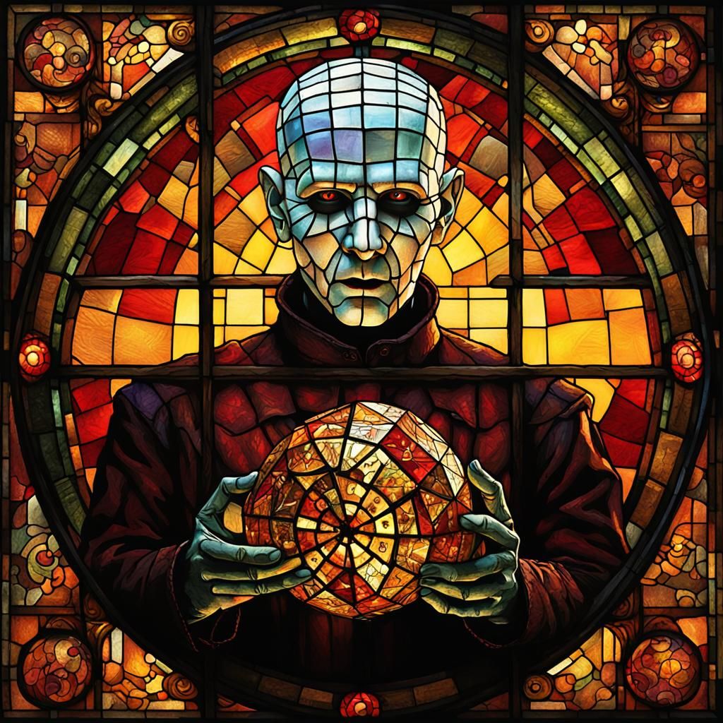 Stained Glass Pinhead Rises From Hell