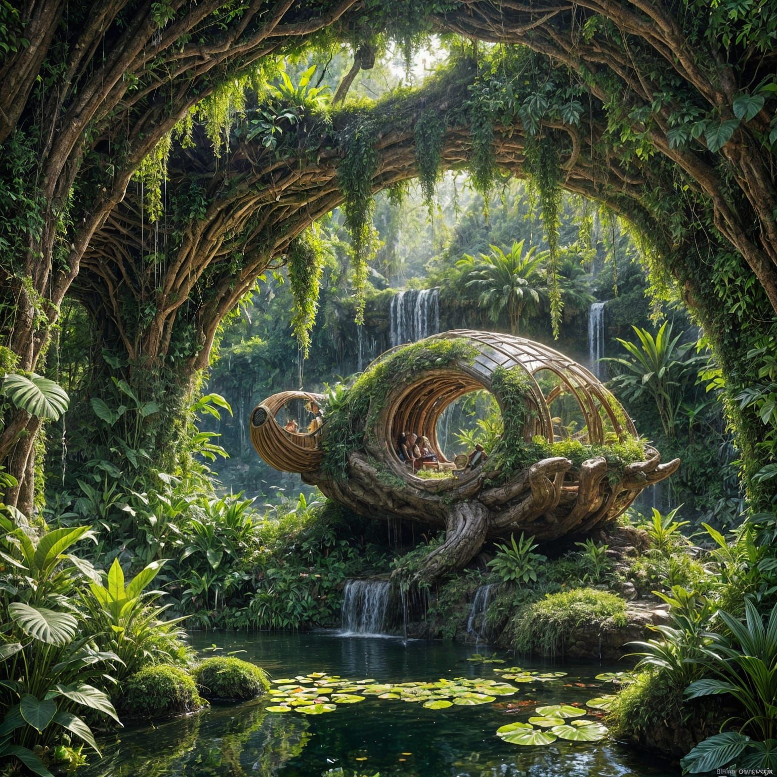 Enchanted Garden Inside Carved Wooden Creature