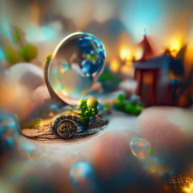Tiny World Inside a Bubble, Matte Painting