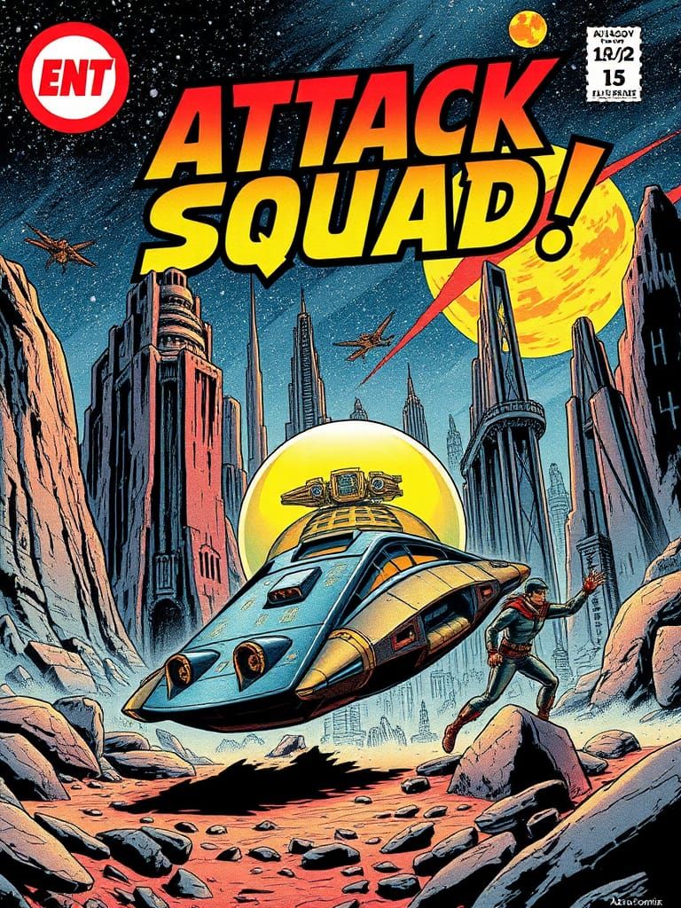 Attack Squad Comic Cover in Classic Superhero Style