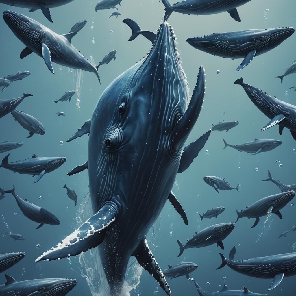 Blue Whale Portrait in Detailed Matte Painting