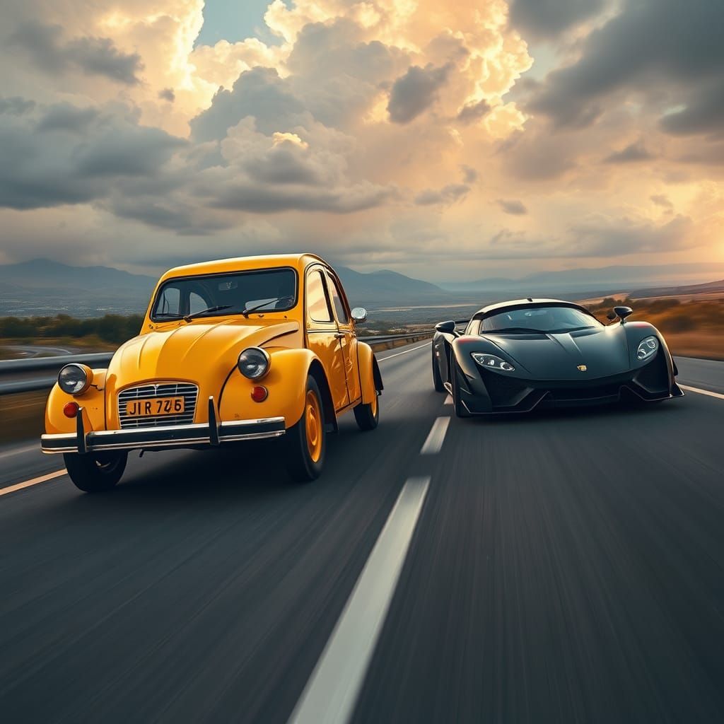 Citroen Overtakes Lamborghini: Digital Matte Painting