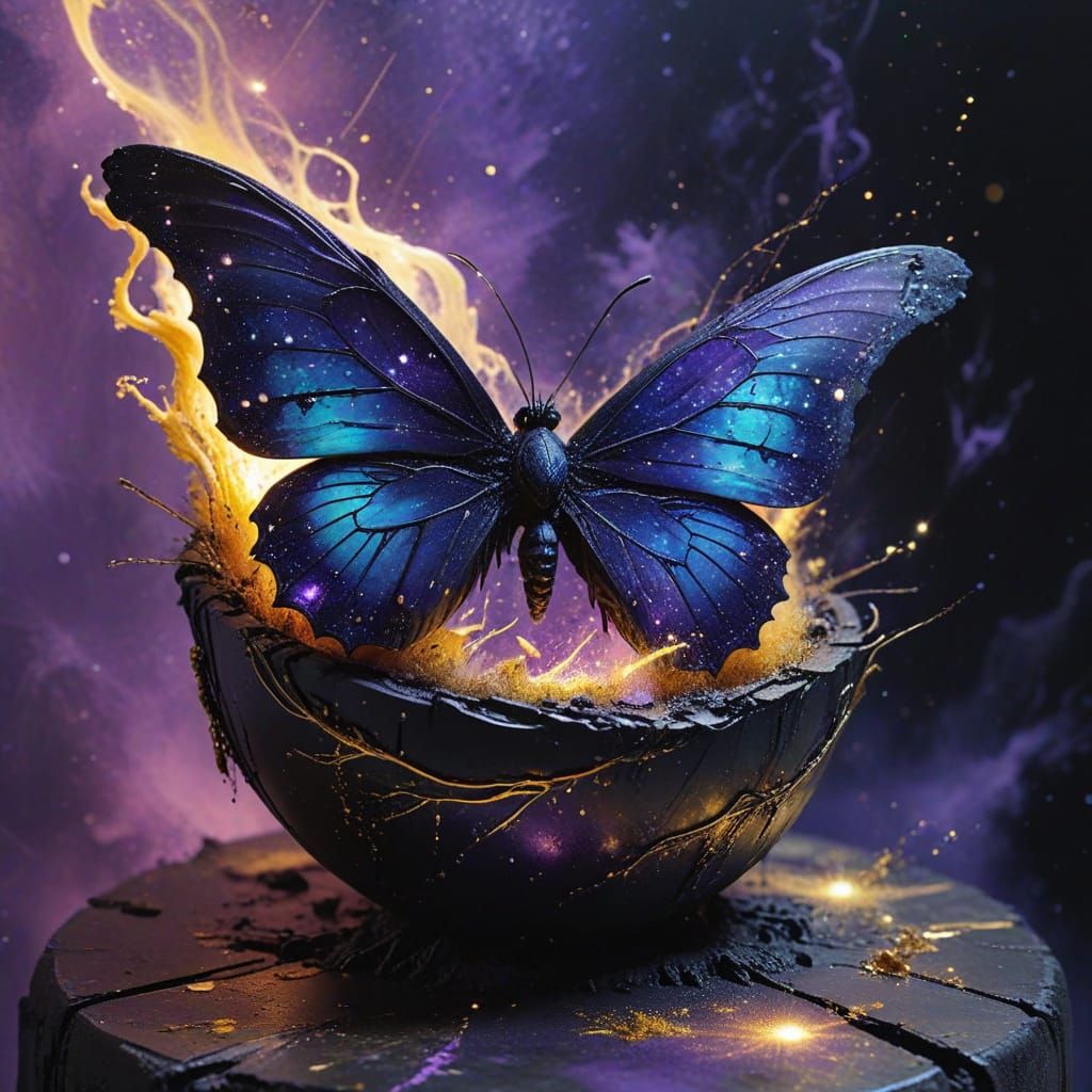 Cosmic Faerie Birth in Spray Paint Style