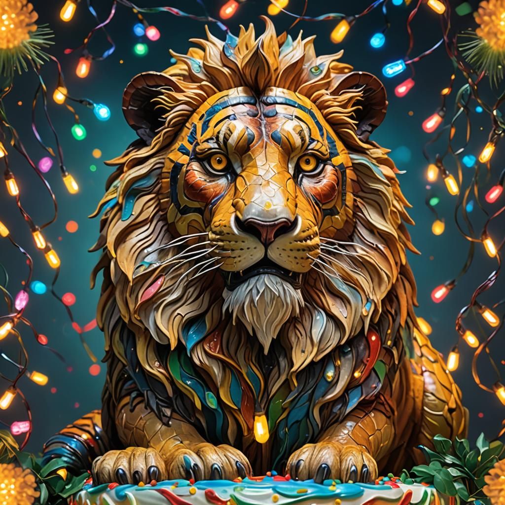 Hyperrealistic Birthday Cake with Animal Sculptures, Splash ...