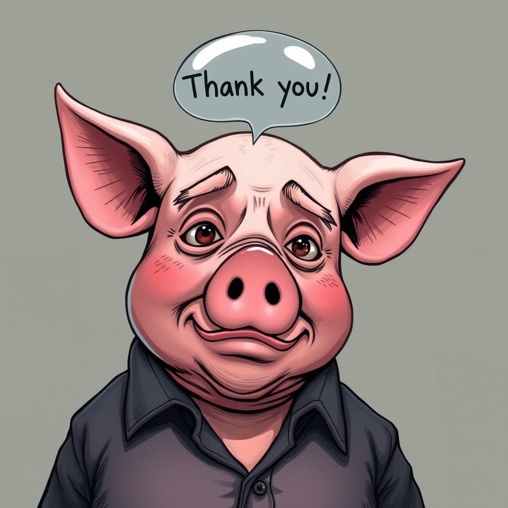 Shy Pig-Man Expresses Gratitude