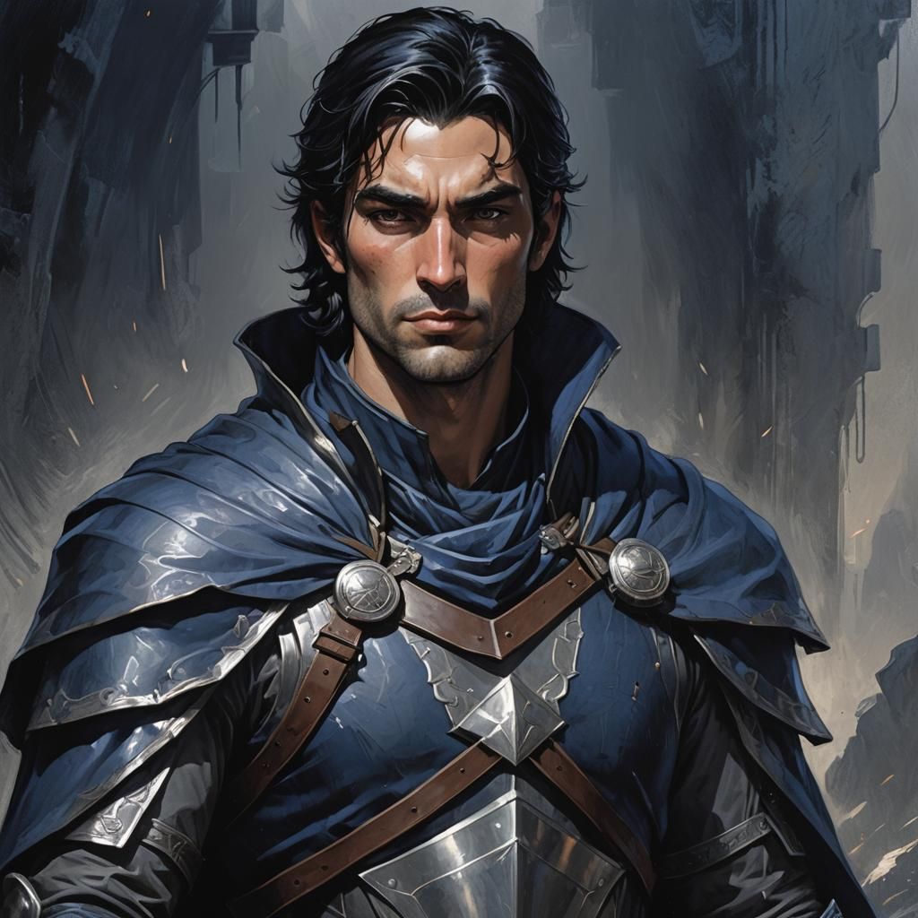 Dark-Haired Rogue Portrait in Art Nouveau Style