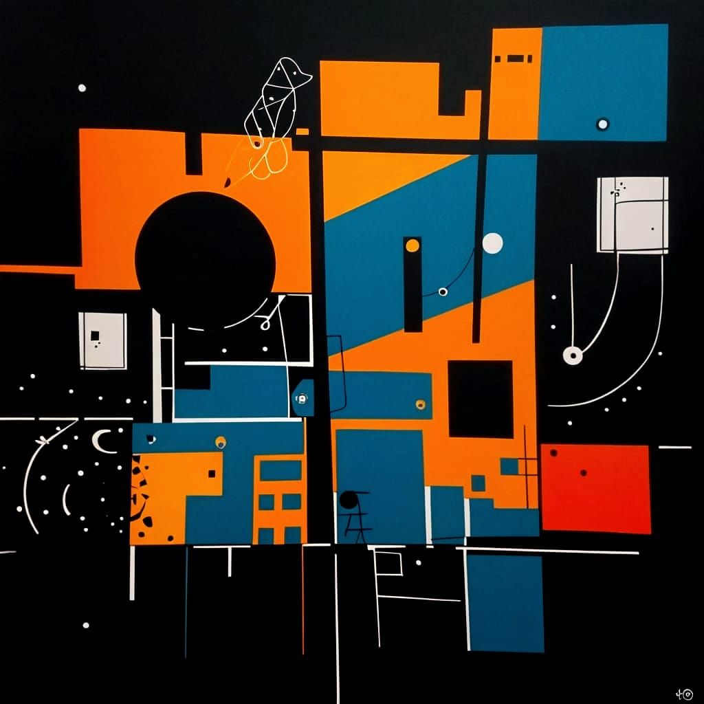 Surreal Cityscape with Indigenous Symbols in Bold Duotone