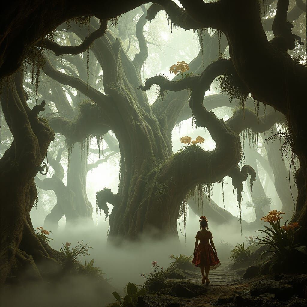 Dreamlike Jungle Scene in Whimsical Style