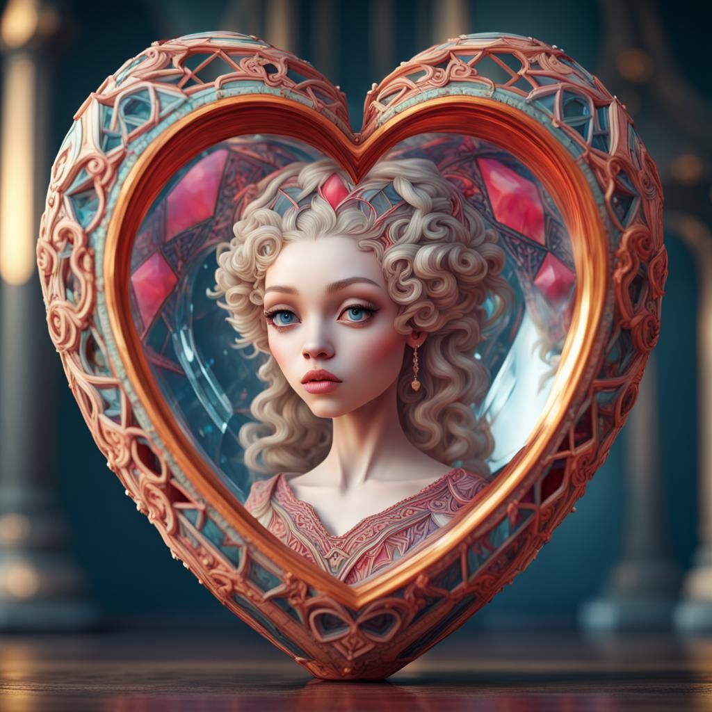 Rococo Beauty Inside Glass Heart
