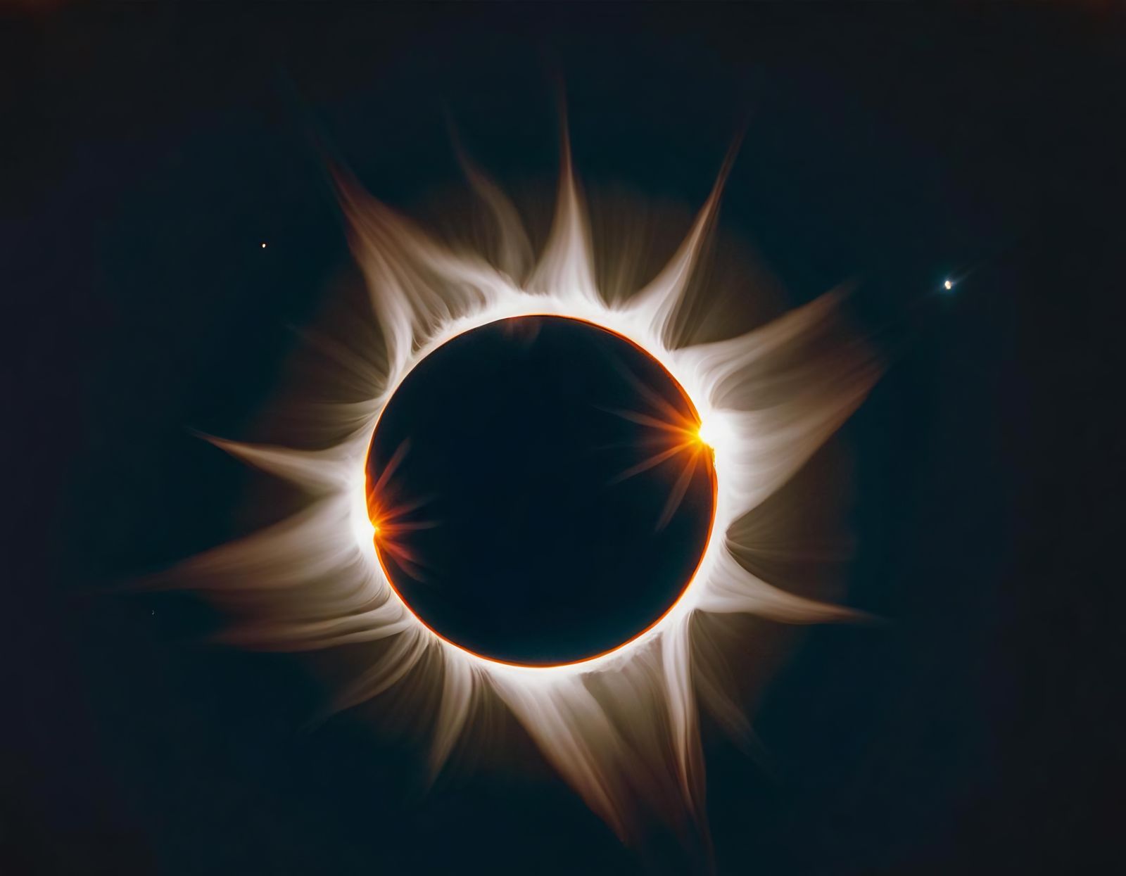 Realistic Total Solar Eclipse with Fiery Corona