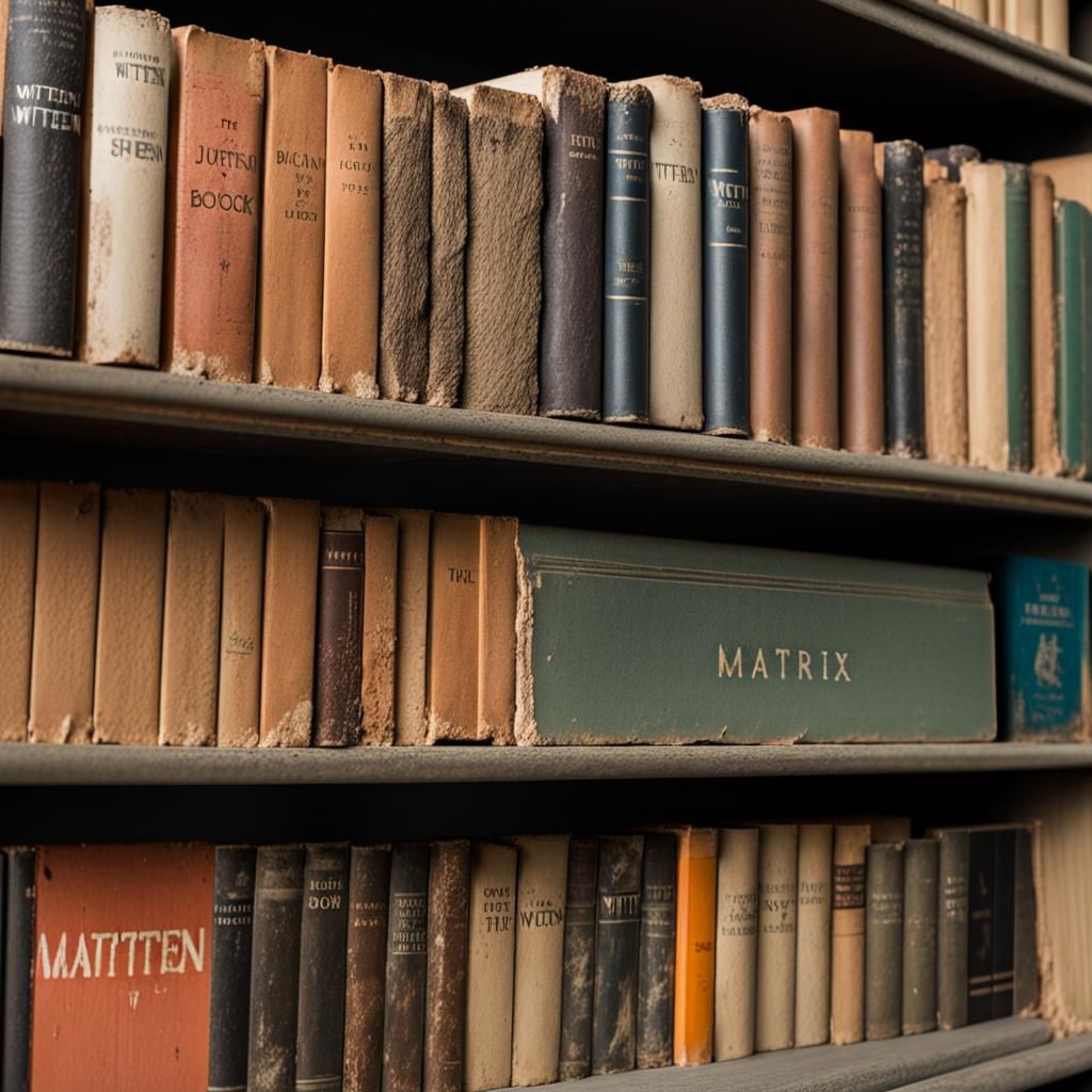 Dusty Library Shelf with Damaged Books