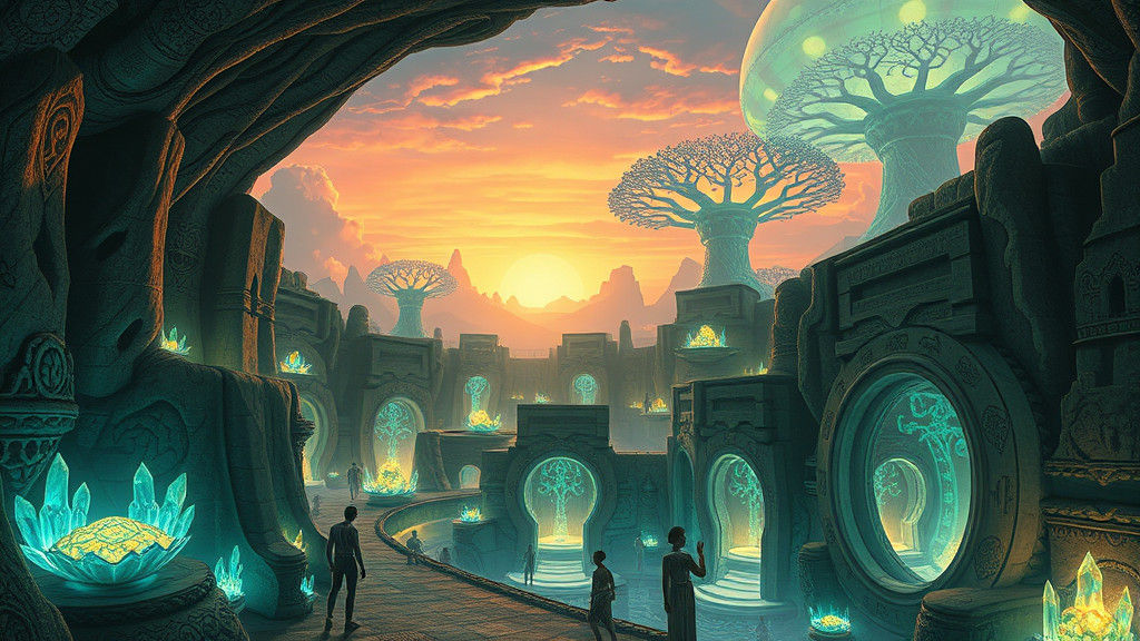 Bioluminescent Underground City of Ancient Civilizations