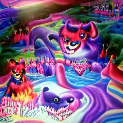 Demonic Hellscape in Lisa Frank Style