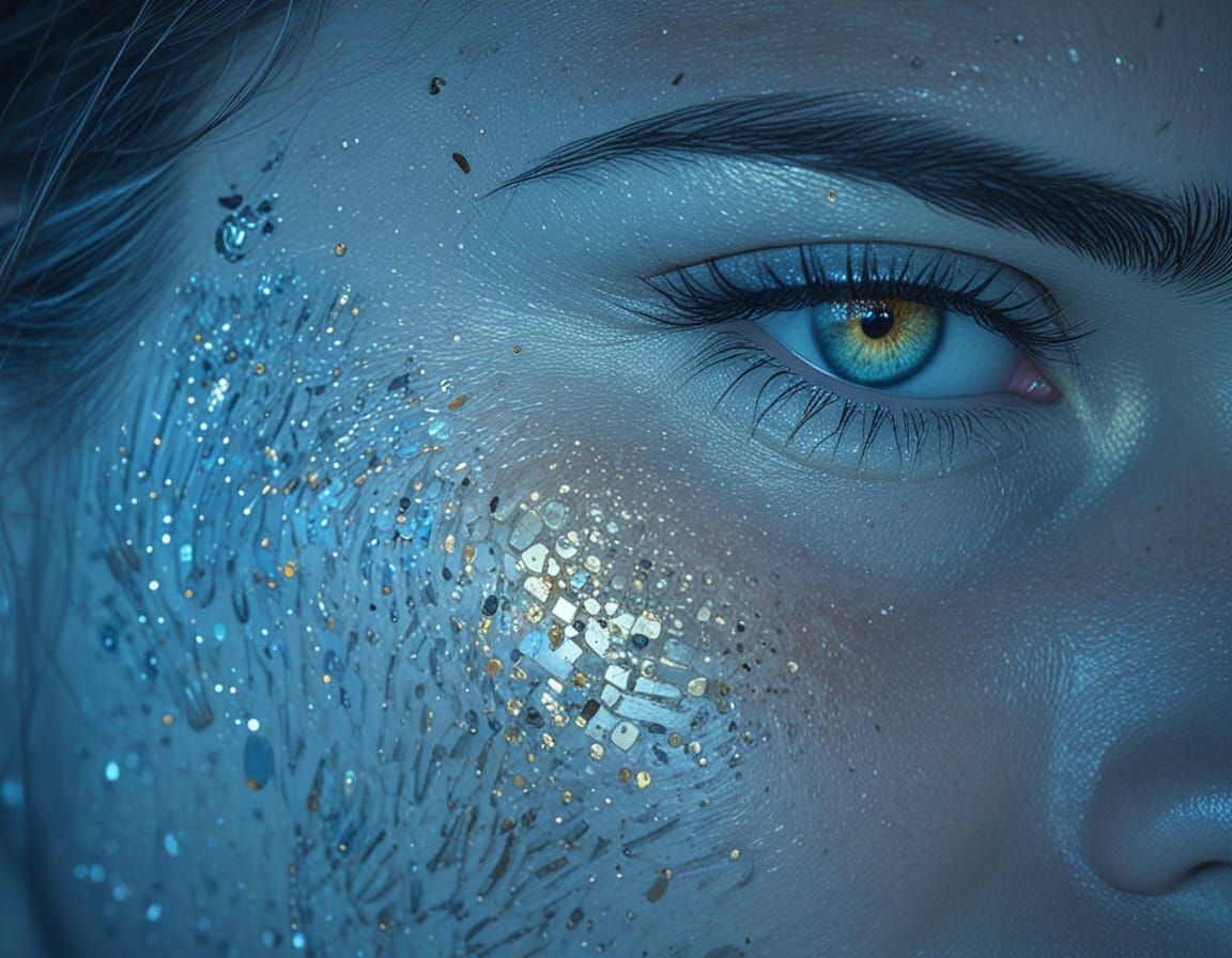 Portrait of a Woman with Blue Eyes in Digital Art