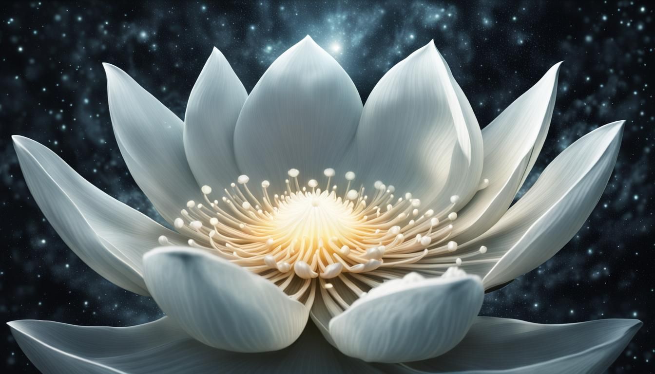 cyborg luminous white lotus flower