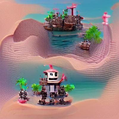 Robot Pirate on a Tropical Island Paradise