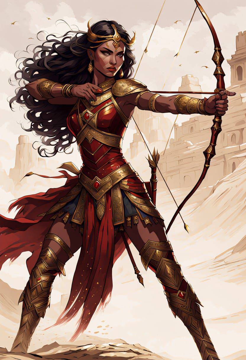 Fierce Indian Warrior Princess in Traditional Armor