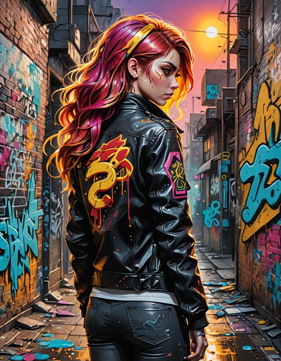 Cyberpunk Graffiti Art of Sunset Shimmer