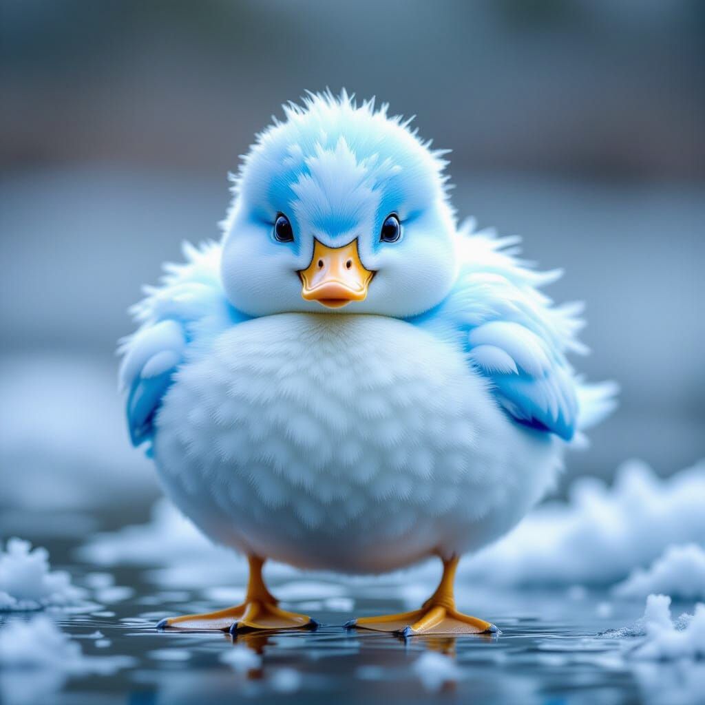 Glaciquack: A Birdlike Drake with Frosty Plumage